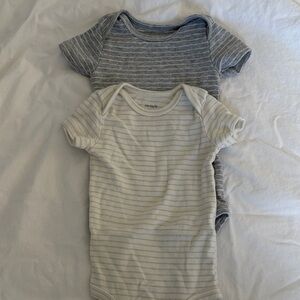 Carter's Gray and Cream Striped Short Sleeve Bodysuit Pair